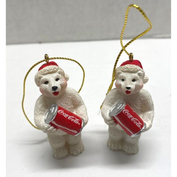 Coca-Cola Polar Bear Christmas Tree Ornament Holding Coke Cans Anthropomorphic - Picture 7 of 8